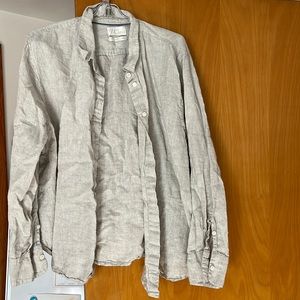 Linen J Crew Slim Cream Button Down with Long Sleeves